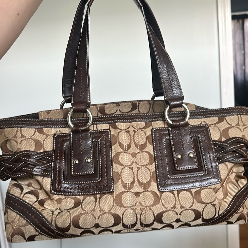 Vintage SIGNATURE COACH SOHO SATCHEL HANDBAG 05089 brown and tan